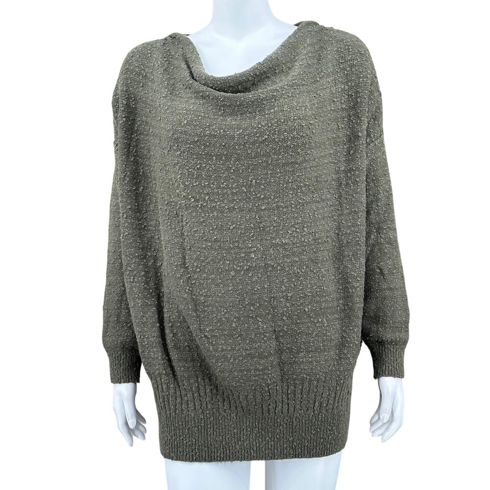 Pilcro Anthropologie Sweater Womens Small Green Nubby Cowl Neck Cotton Rib Knit
